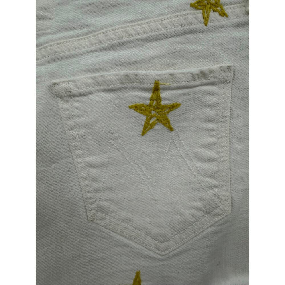 Mother Cream Tomcat Kick Fray Embroidered Star Denim Shorts High Rise Size 27 - Picture 11 of 15
